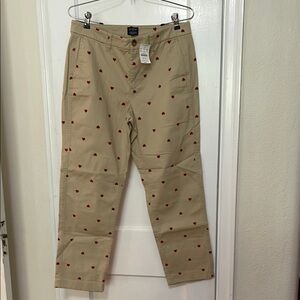J Crew High Rise Girlfriend Chino with Heart Pattern size 6 NWT